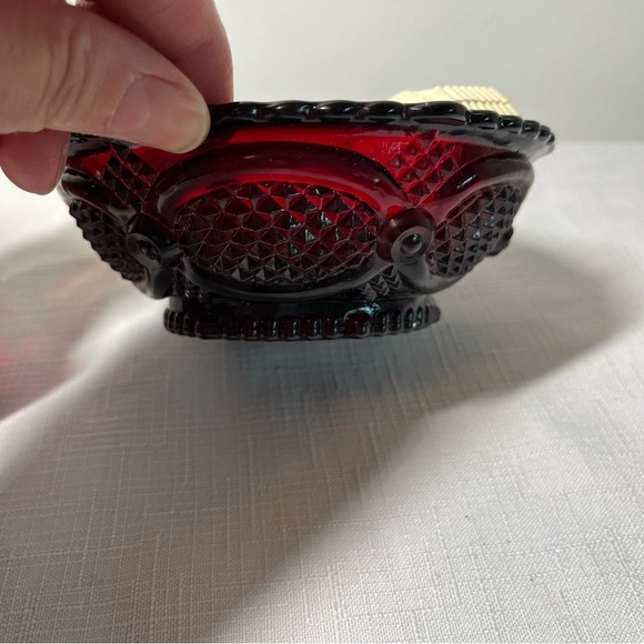 Avon Cape Cod Ruby Red Glass Cruet and bow with soap. Red glass. Vintage. Retro - Picture 3 of 5